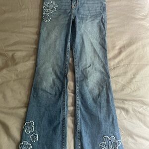 Abercrombie Kids Blue Embroidered Boot-Cut Jeans